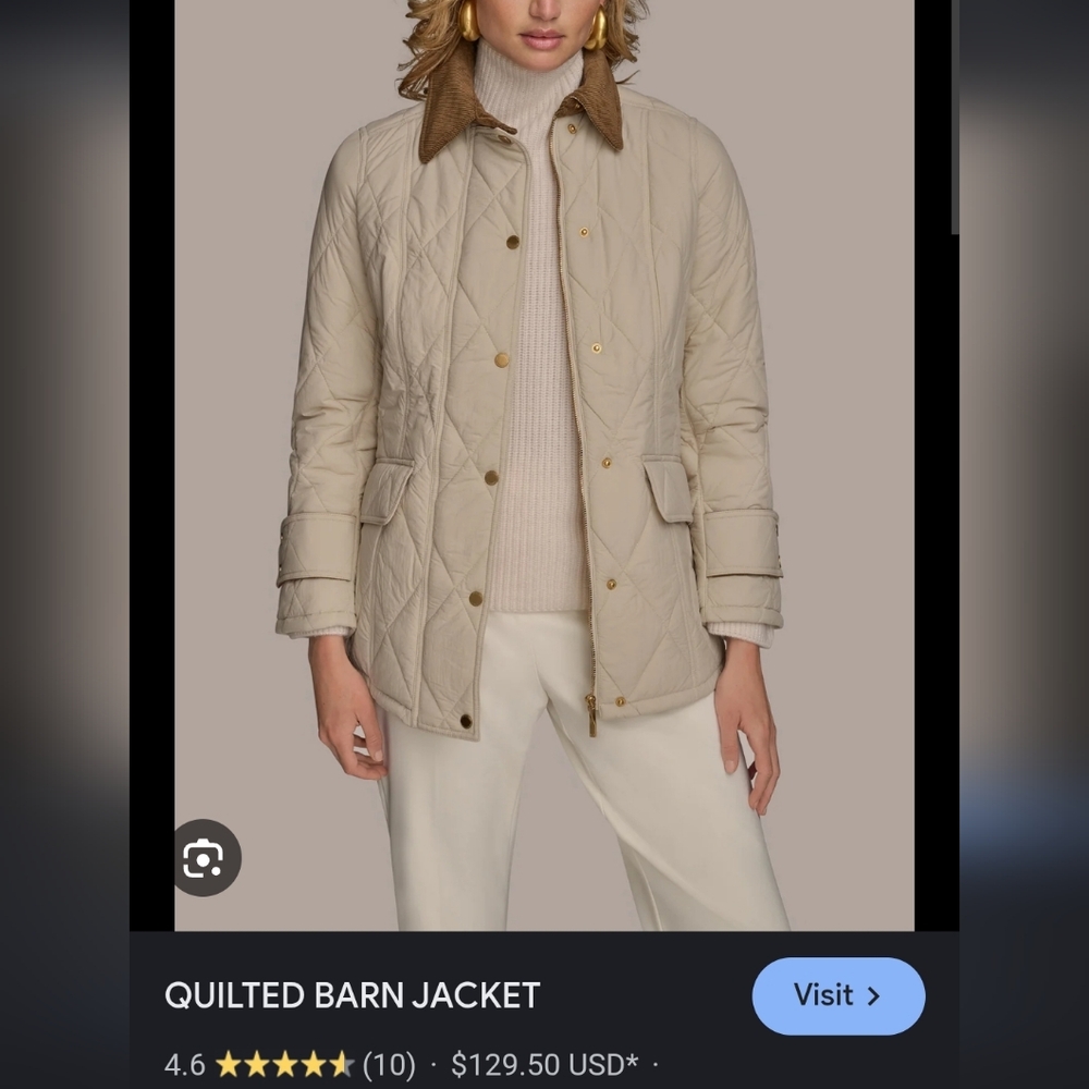 NWT DONNA KARAN QUILT BARN JACKET SIZE XL